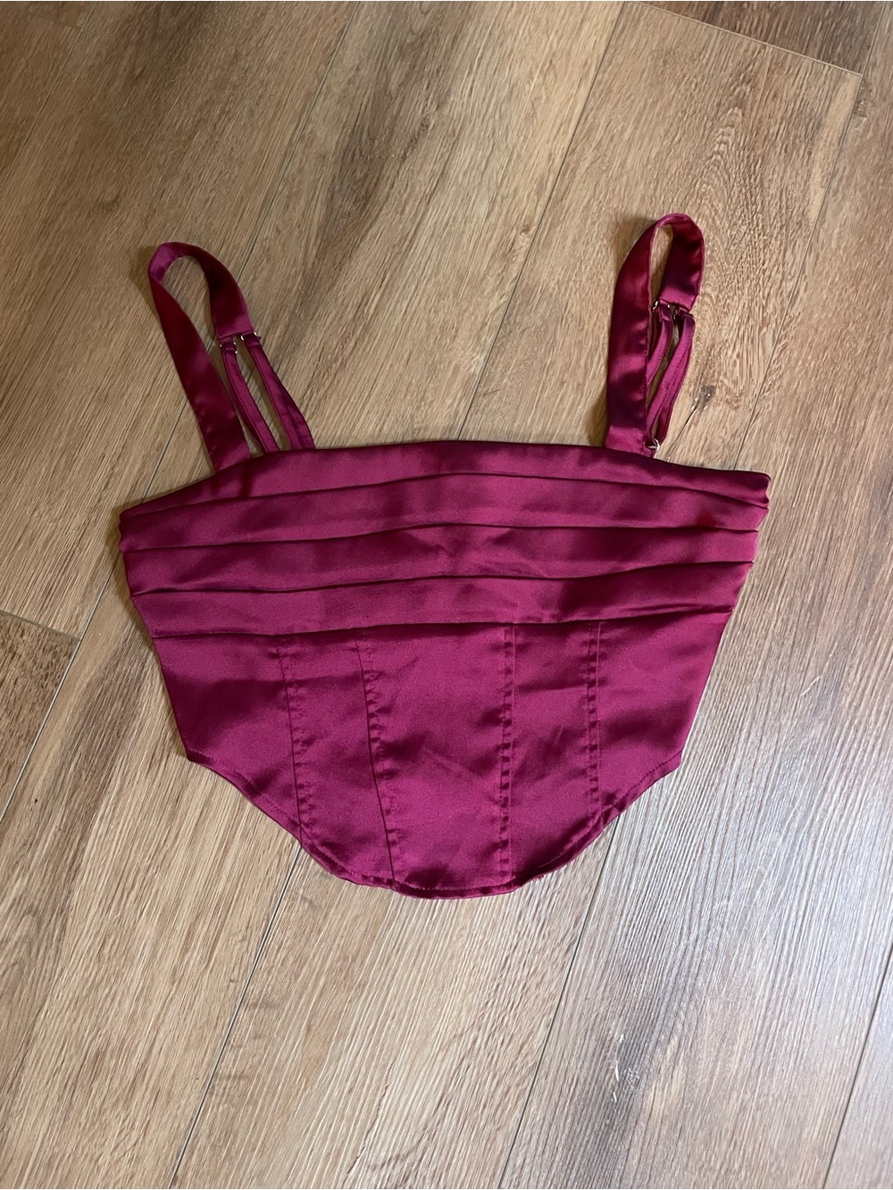 Satin Burgundy Cropped Bustier Top